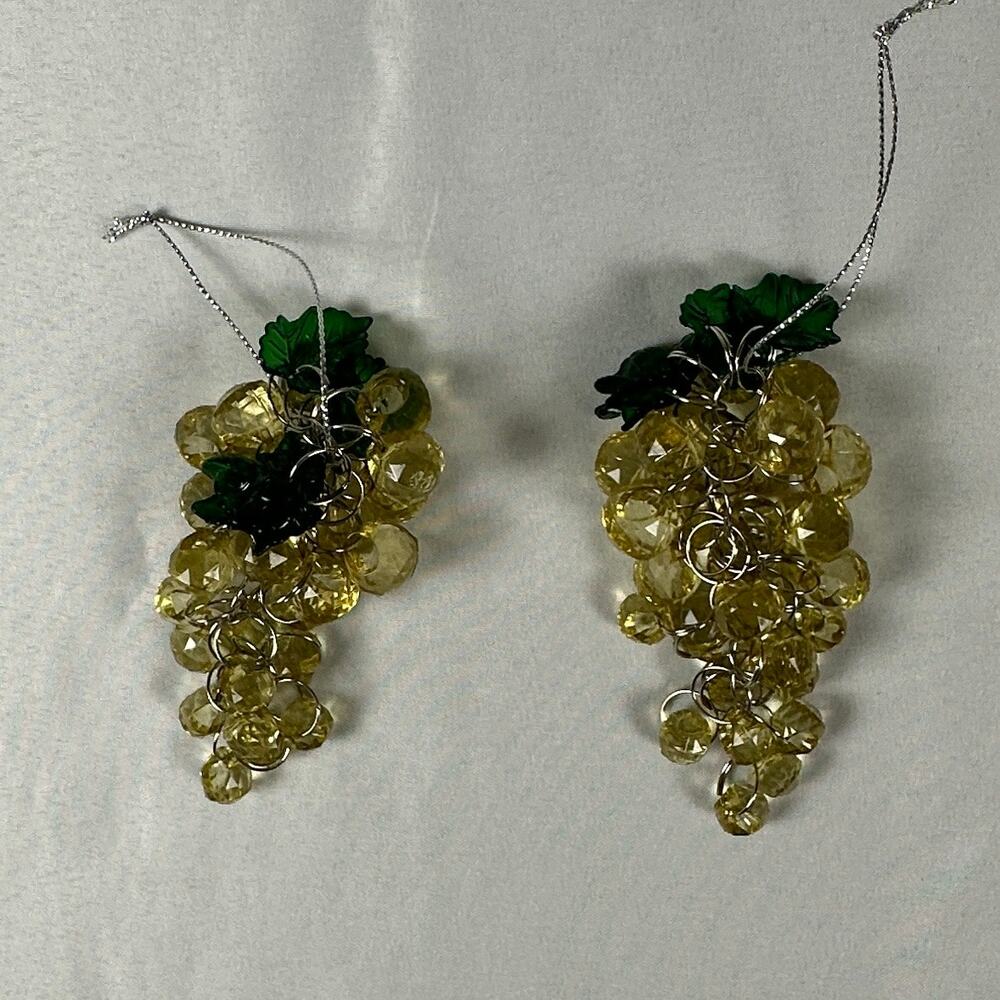 Acrylic Grape Cluster Ornaments Yellow Beaded Lucite Decor